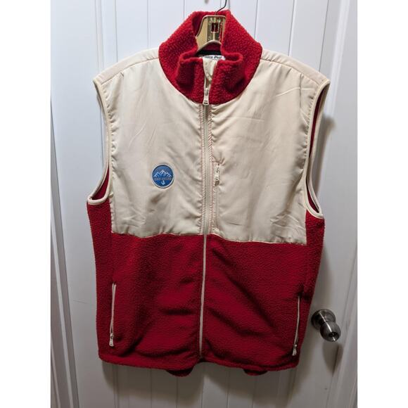 Rowdy Gentleman Other - Rowdy Gentleman Vest Men's XXL Red Cream Fleece 1/4 Zip Hiking Outdoors Preppy